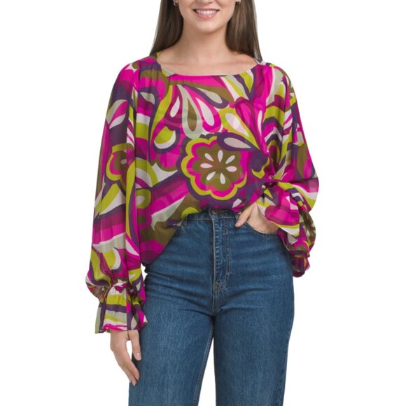 TRINA TURK Pink Multi Soho Top - Picture 1 of 2